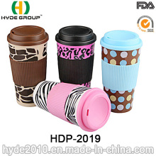 Taza de café plástica surtida de la pared doble del diseño con la manga (HDP-2019)